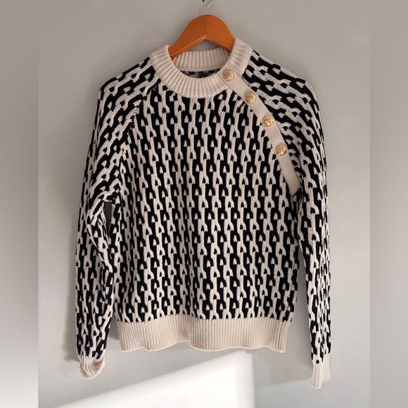 Derek Lam Black Gold Cream Crewneck Sweater XS - Picture 3 of 8